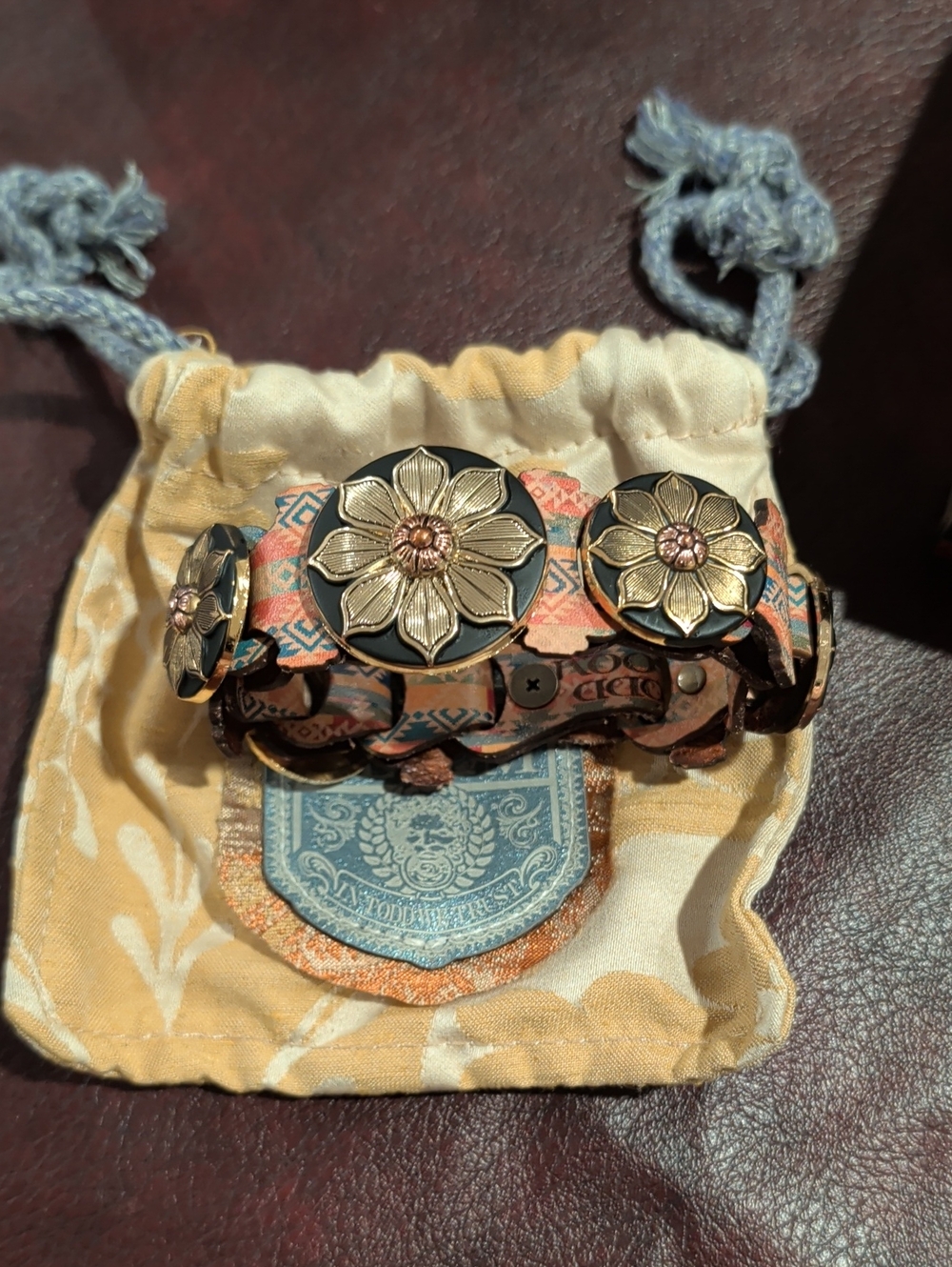 Boho Floral Concho Leather Bracelet - Todd Bloom